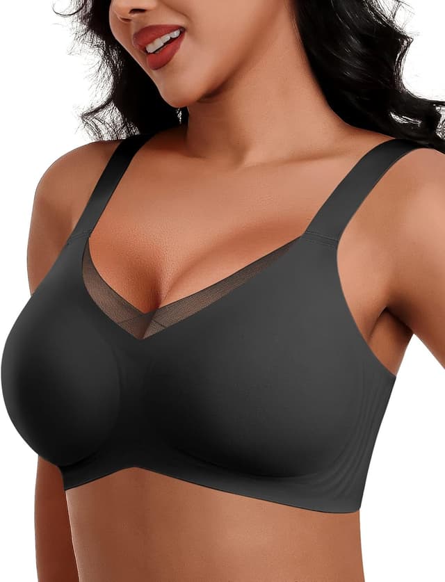 Detalle de HORISUN Damen BH ohne Bügel – nahtloser Push-Up Bralette mit Mesh-Spitzen für starke Unterstützung