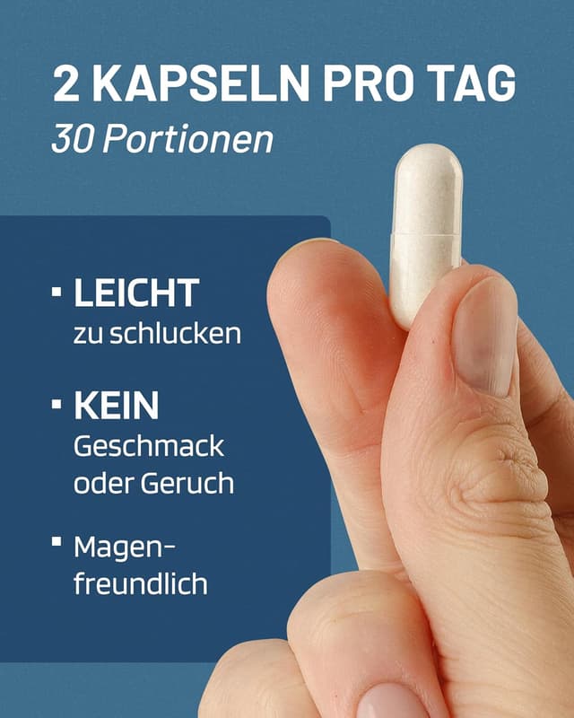 Detalle de Magnesium Bisglycinat hochdosiert mit Vitamin B6 (1500 mg, 120 Kapseln) – vegan & laborgeprüft
