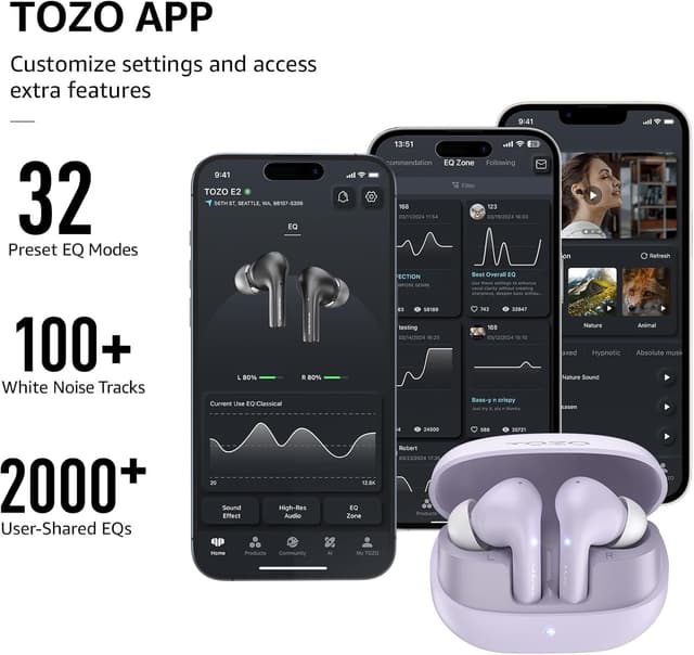 Detalle de TOZO E2 Bluetooth 5.3 earbuds, 30-hour play
