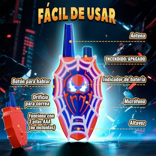 Detalle de Mirthigig Walkie Talkies para niños con luces rojas/azules y ojos intermitentes (pack de 2) hasta 600 m