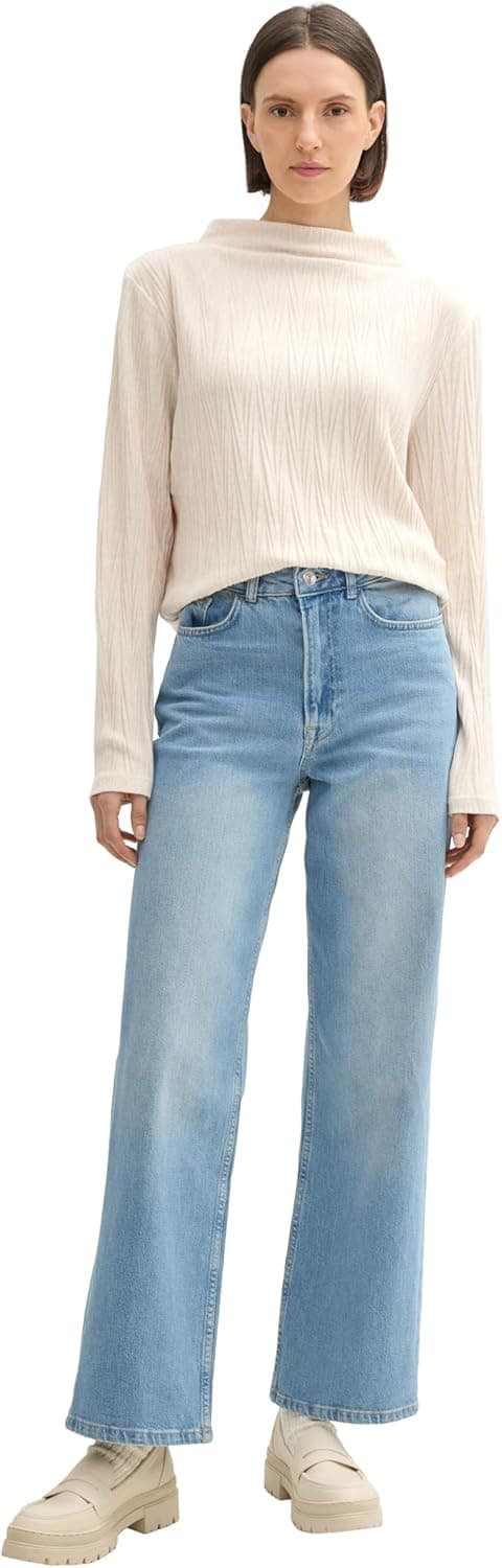 Detalle de TOM TAILOR 1044153 maglietta donna a maniche lunghe con colletto alto