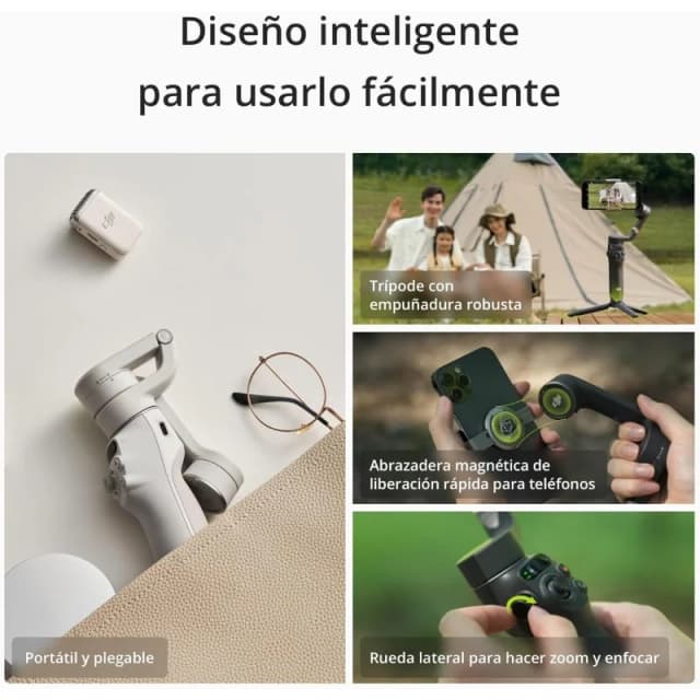 Detalle 2 de DJI Osmo Mobile 6 estabilizador inteligente para smartphone platino