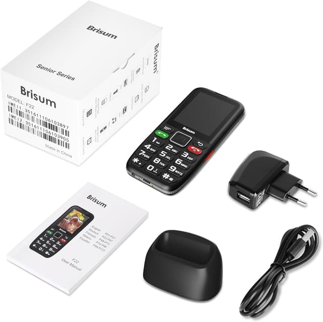 Detalle de Brisum Version F22 Seniorenhandy mit SOS-Notruftaste, 2,4-Zoll-Farbdisplay & Ladestation (ohne Vertrag)