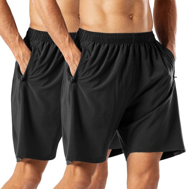 Detalle de HMIYA Herren Sport Shorts Schnell trocknend mit Reißverschlusstaschen