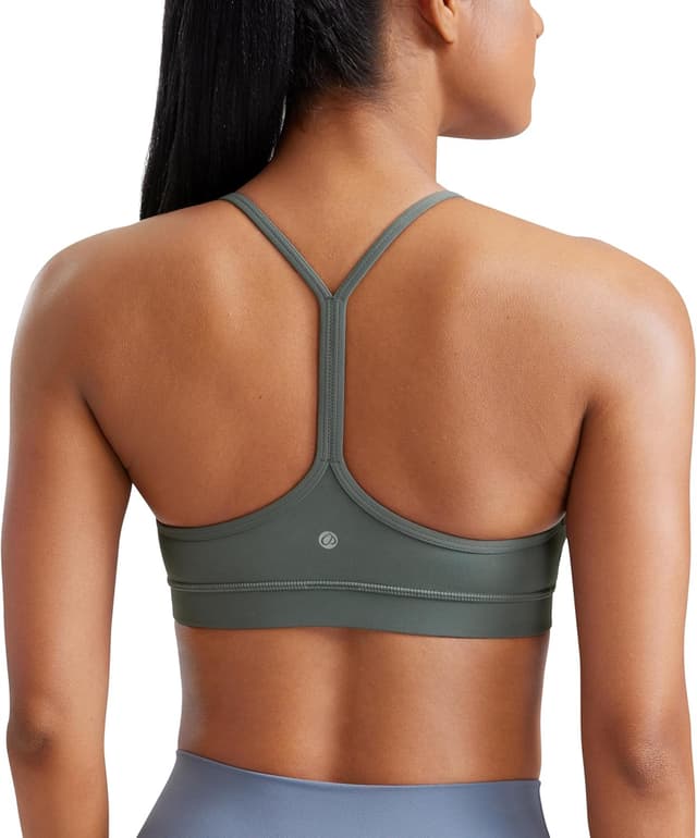 Detalle de CRZ YOGA Women’s Butterluxe Padded Sports Bra (Low Impact) – Racerback Strappy Gym & Yoga Bra