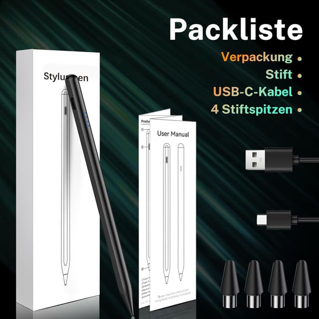 Thumbnail 6 de Stylus Pen für Touchscreens – magnetischer, wiederaufladbarer Android-Tabletstift (schwarz)