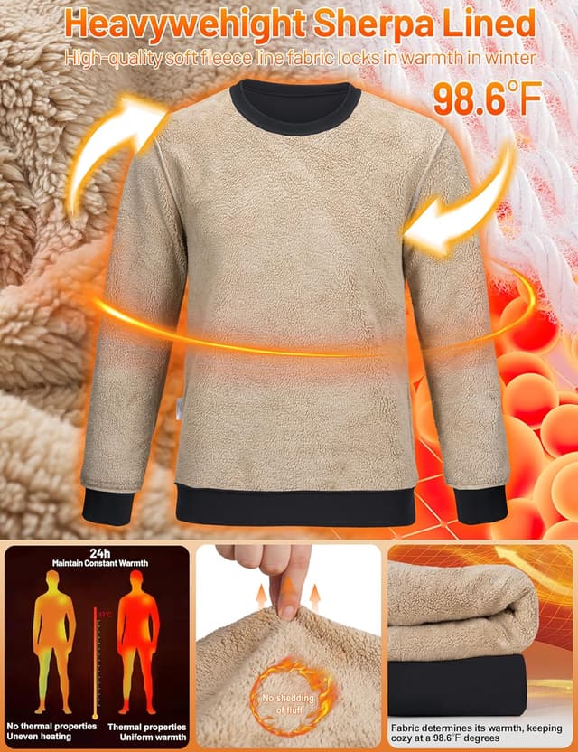 Thumbnail 2 de TACVASEN Sherpa‑lined Men's Fleece Pullover Jumper