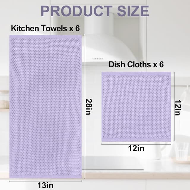 Detalle 2 de Homaxy 12-Pack Cotton Kitchen Towels Set