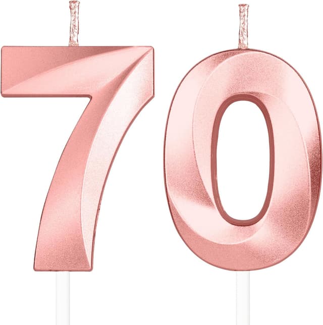 Imagen de Yiran Roségold Geburtstagskerzen 70 2er-Set en OfertitasTOP