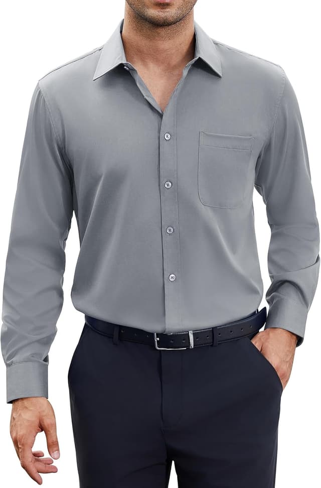 Thumbnail 6 de siliteelon Herren Hemden Bügelfrei Regular fit – Langarm-Oberhemd unifarben mit Stretch