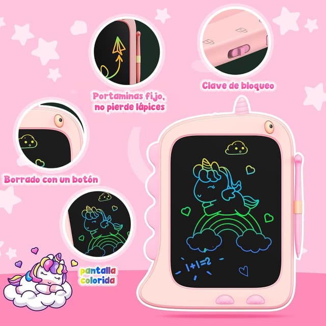 Detalle 1 de ORSEN LCD Schreibtafel 8,5 Zoll Einhorn Pink