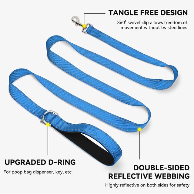 Detalle 1 de Joytale Padded Handle Dog Lead with Double-Sided Reflective Nylon (SkyBlue)