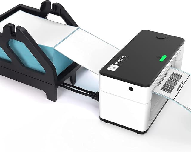 Detalle de MUNBYN ILH01 Black label holder for roll and stack fan-fold thermal labels