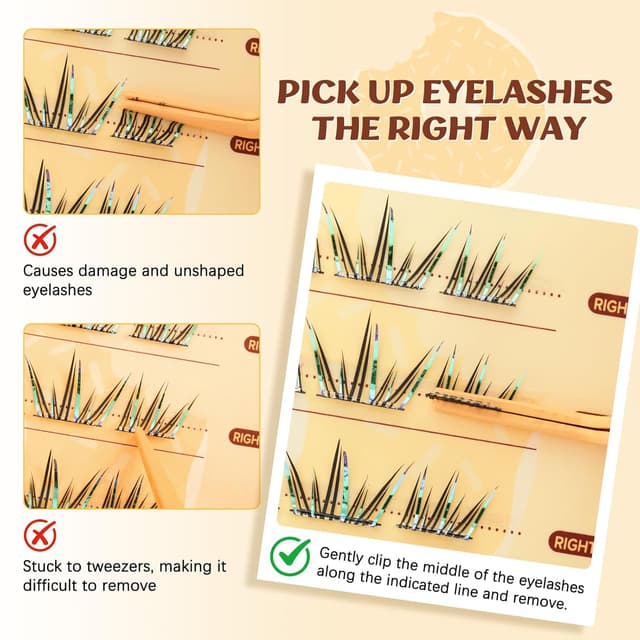 Detalle 2 de QUEWEL Selbstklebende Wimpern mit Pinzette (36 Stück), 9–12 mm Cluster Lashes – natürliches Lash-Set ohne Kleber (ZZBP-02)