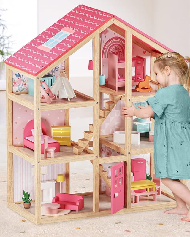 Imagen de Tiny Land Wooden Dollhouse 6 Rooms 🏠 en OfertitasTOP