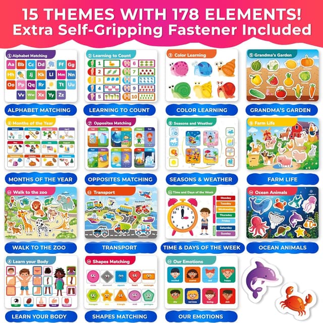 Detalle de QUOKKA Montessori Busy Book for Toddlers (Ages 1–3 / Pre-K) with 15 Learning Activities