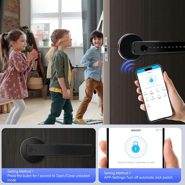 Detalle de TEKXDD smart door lock, 5-in-1 4 AAA