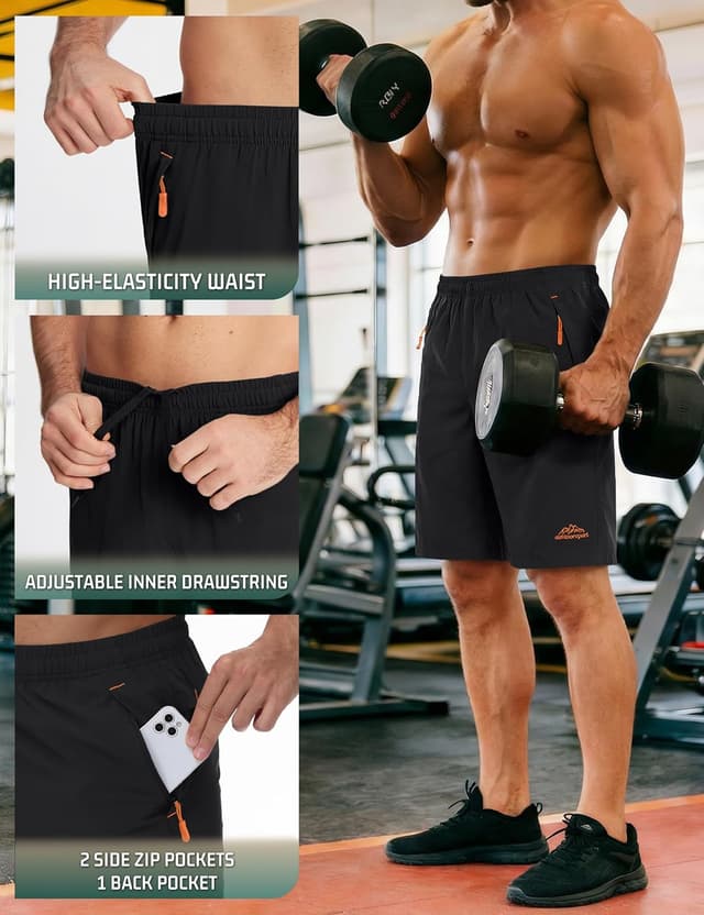 Detalle 2 de Quick-drying training shorts with 3 zip pockets