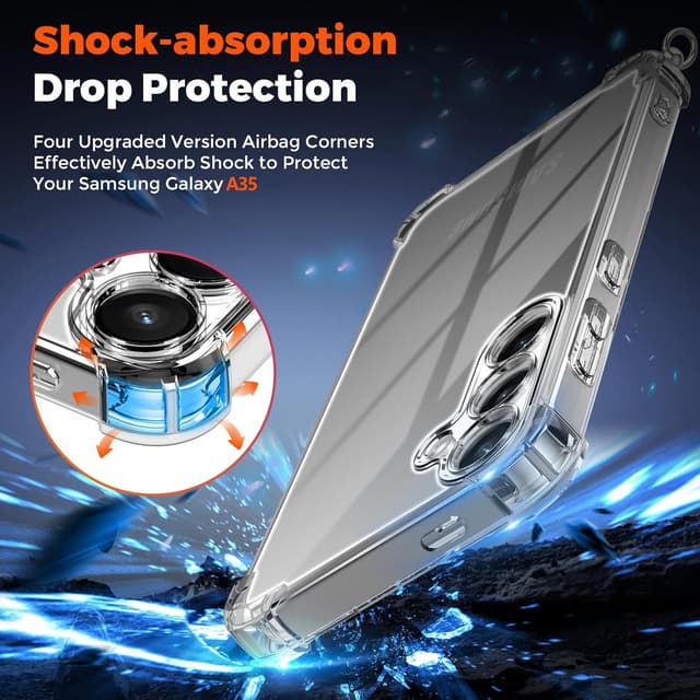 Detalle 2 de OLEPHY cover trasparente con cordino e tracolla per Samsung Galaxy A35 5G (antiurto, rimovibile), nero