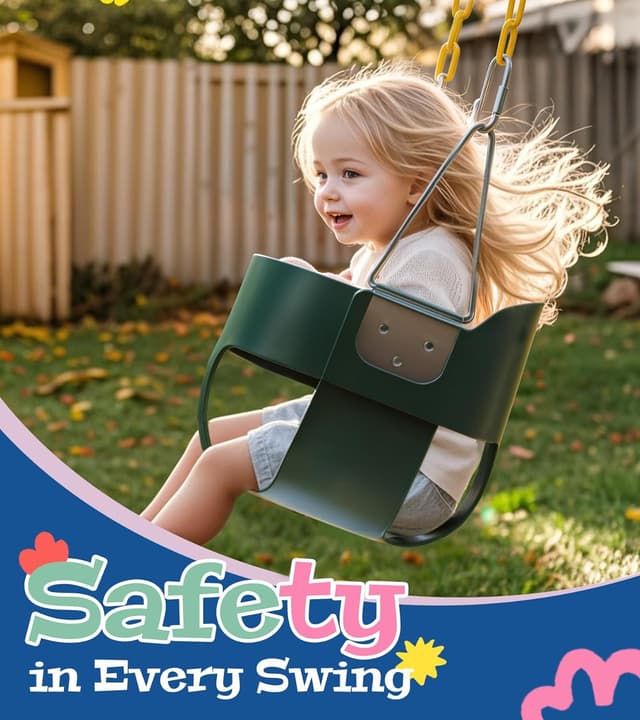 Detalle 2 de little dove High Back Full Bucket Toddler Swing with Coated Chains and Locking Buckles (Green)