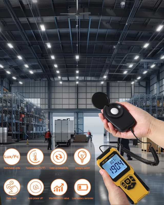 Detalle de URCERI Digital Light Meter with Split Sensor (0–200,000 lux) for Indoor/Outdoor Plants