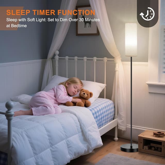 Detalle 2 de Frideko Floor Lamp with RGB Smart LED Bulb, Remote, Foot Switch & Timer (Beige shade)