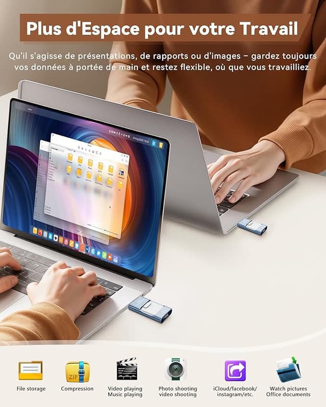 Thumbnail 6 de ZARMST Clé USB 512 Go, 4 en 1 pour iOS Android Pad PC 📶