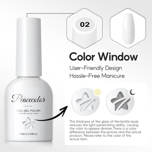 Thumbnail 6 de PEACECOLOR Vernis semi permanent blanc 10 ml (UV/LED) pour French manucure