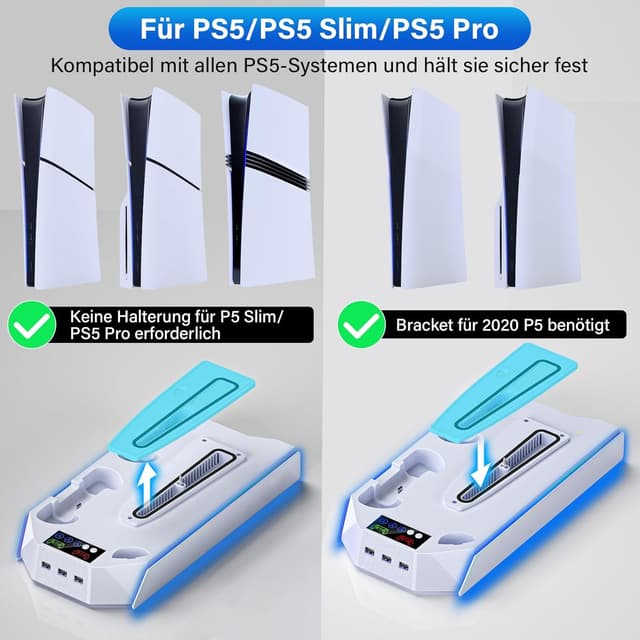 Detalle de ZRZLMVP PS5 Standfuß mit RGB, 3 USB Hub