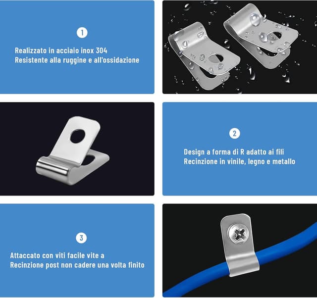 Detalle de iHYTOON Zaun-Drahtklemmen aus Edelstahl für Schweißdraht (für Zaunbefestigung, 300 Stück)