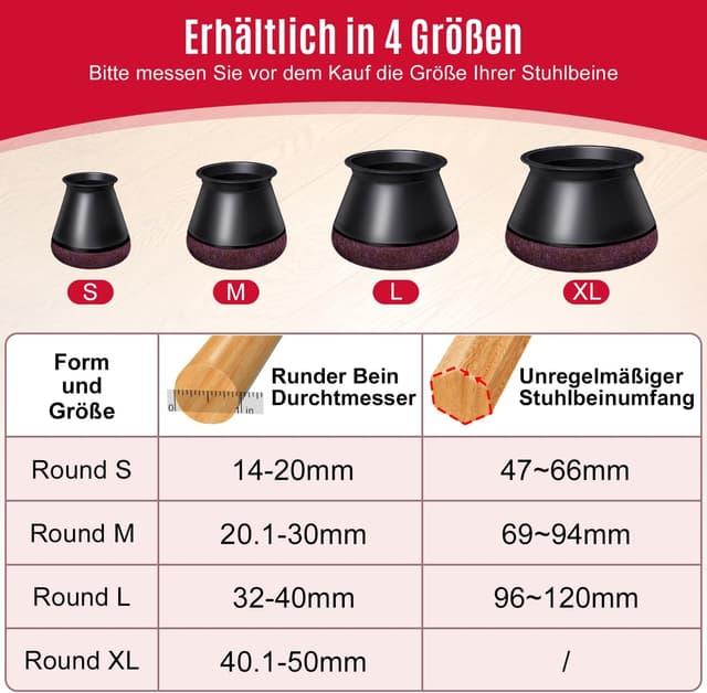 Detalle 2 de OCONDA Stuhlbeinkappen 24 Stück