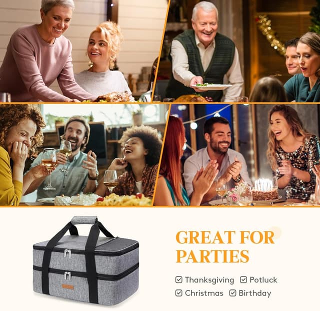 Thumbnail 6 de LUNCIA Insulated Double Decker Casserole Carrier (Grey) for 9" x 13" Baking Dish