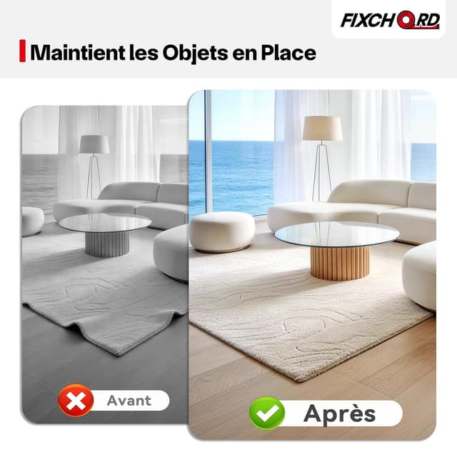 Detalle 2 de Ruban adhésif double face FIXCHORD extra fort, acrylique imperméable et transparent (amovible) pour murs, moquettes et tapis