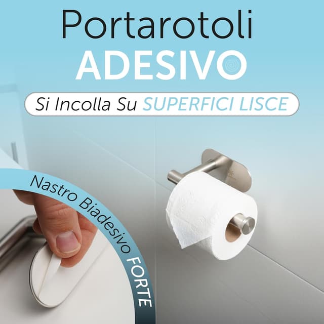 Detalle de Porta carta igienica adesivo 3M inox silver