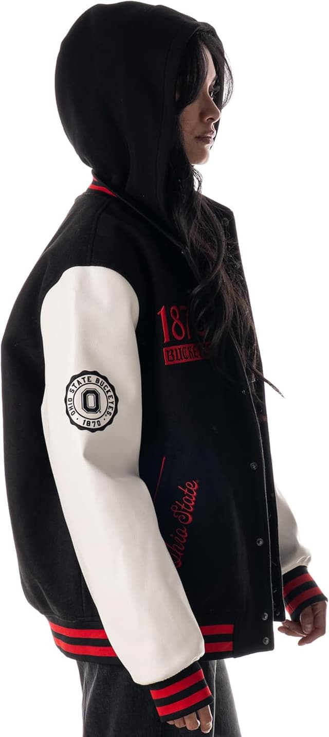 Detalle 1 de The Wild Collective Unisex Ohio State Varsity Jacket with Hood