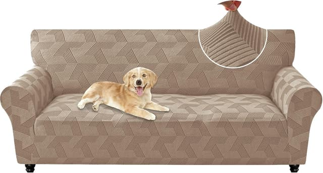 Detalle de CYCMACO Copridivano Elasticizzato 3 Posti con Braccioli (Kaki) antimacchia, antiscivolo e lavabile