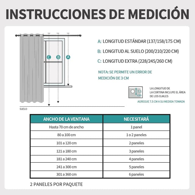 Thumbnail 5 de Joydeco Cortinas Opacas 2 Piezas 132x158 cm 🛌 Antiluz Aislantes Grises