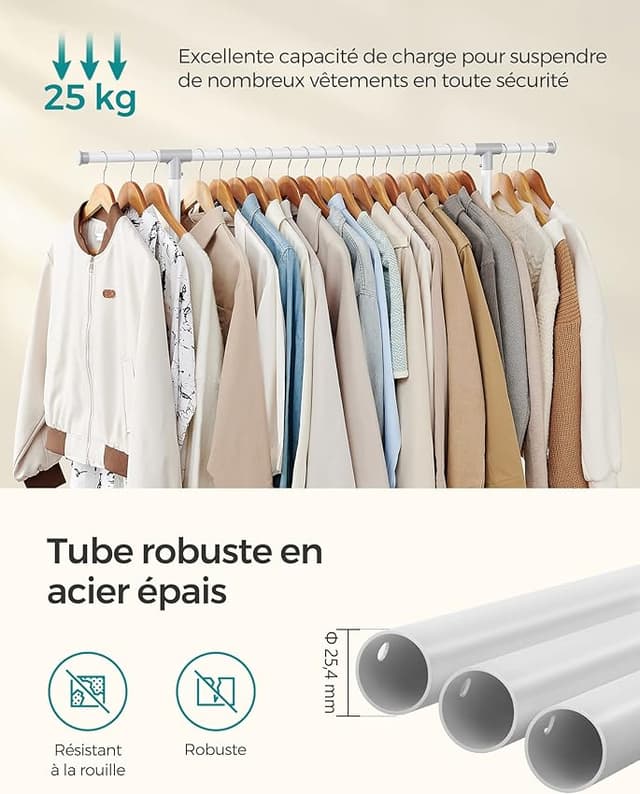 Thumbnail 4 de SONGMICS LLR001W01 Perchero Ajustable con Ruedas y Ganchos