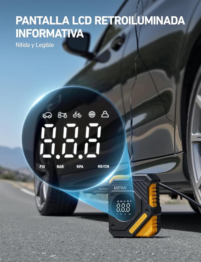 Detalle 2 de AstroAI Inflador Ruedas Coche Digital 150 PSI