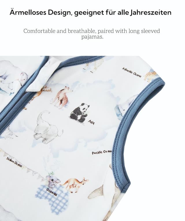 Thumbnail 3 de Chilsuessy Baby-Schlafsack mit Füßen (2er Pack) 1.5 Tog – 100% Baumwolle, Ganzjahres-Schlafsack für 75–85 cm (Giraffenwald)