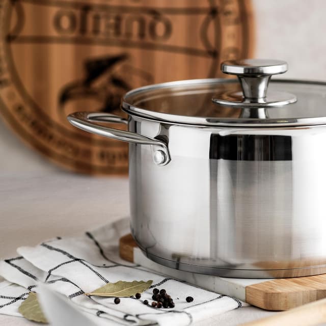 Detalle de FLORINA Falcon Edelstahl-Kochtopf 1,9 l (Ø 16 cm) mit Glasdeckel und Innenskala