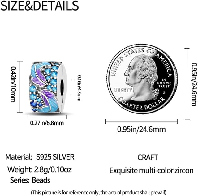 Detalle de LNQOBU Clip/Stopper charms per bracciale in Argento 925 con zirconi cubici Stella Luna Farfalla Blu