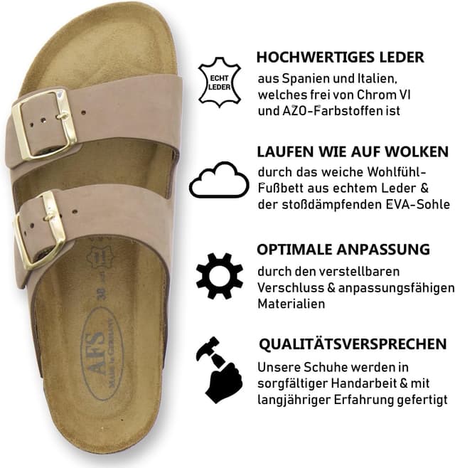 Detalle 2 de AFS-Schuhe 2100 Damen-Pantoletten aus echtem Leder – Made in Germany