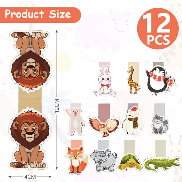 Detalle 2 de AUYAO set da 12 segnalibri magnetici con clip e design a fumetti