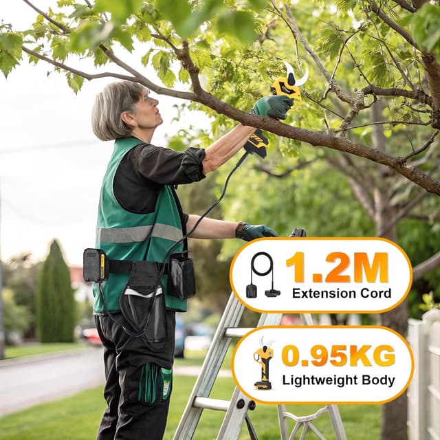 Detalle de Highsam Secateur électrique professionnel sans fil Gisam 60 mm, batteries rechargeables 2 x 2 Ah et écran LED