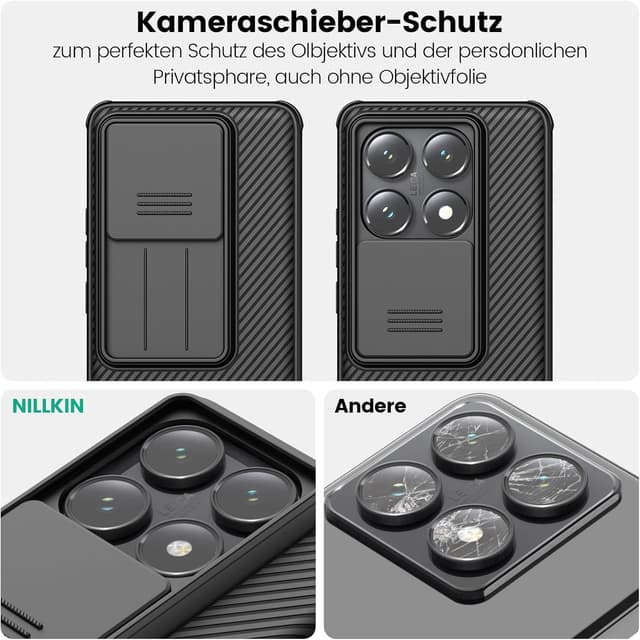 Detalle de Nillkin CamShield Pro Hülle für Xiaomi 14T mit Kamera-Schutz und Slide-Cover (TPU+CP) – schwarz