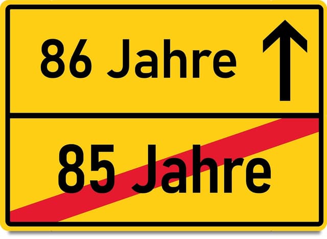 Holzkarte zum 86. Geburtstag mit Ortsschild-Motiv und Umschlag – handgefertigte Geburtstagskarte