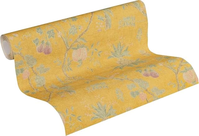 Detalle de Livingwalls Papel Pintado Floral Amarillo y Verde