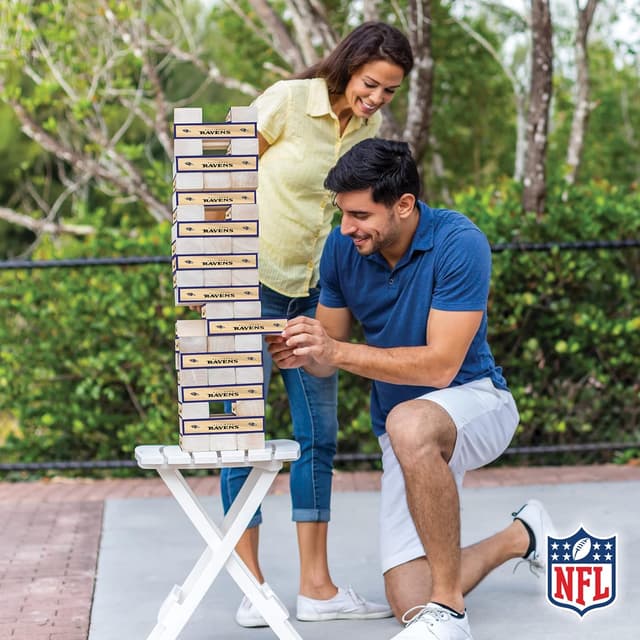 Thumbnail 6 de Wild Sports NFL Giant Stacking Wooden Blocks — Tumbling Tower Game 🧩