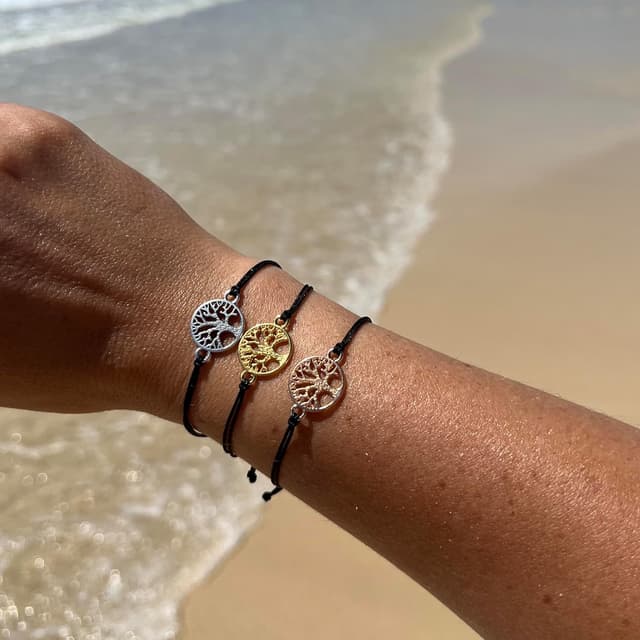 Detalle de Selfmade Jewelry Armband „Lebensbaum“ Gold – Handmade Glücksarmband mit Anhänger